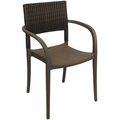 Grosfillex US926037 / US986037 Java Bronze Resin Stackable Armchair with Wicker Back - Pack of 4, 4PK 383US926037PK